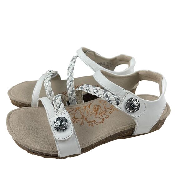 Aetrex Jillian Women’s Sandals Size 8 White Leather Strappy Slingback Comfort - Picture 4 of 11